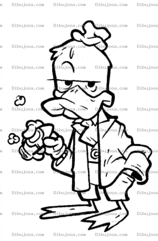 Dibujo para colorear Pato Con Puro Para Pintar Y Colorear