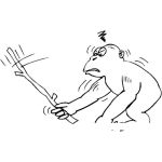 Dibujo para colorear Dibujo De Mono Golpeando Un Palo De Rama Para Pintar Y Colorear