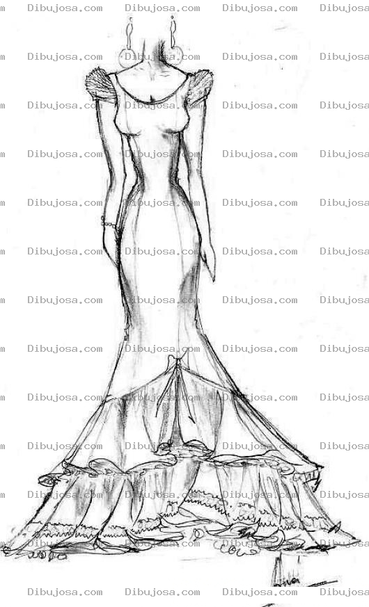 Dibujo para colorear Dibujo De Vestido De Novia Pegado Para Pintar Y Colorear