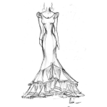 Dibujo para colorear Dibujo De Vestido De Novia Pegado Para Pintar Y Colorear