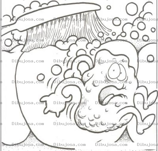 Dibujo para colorear Dibujo De Lavada De Dientes Para Pintar Y Colorear Caries Y Placa Bacteriana