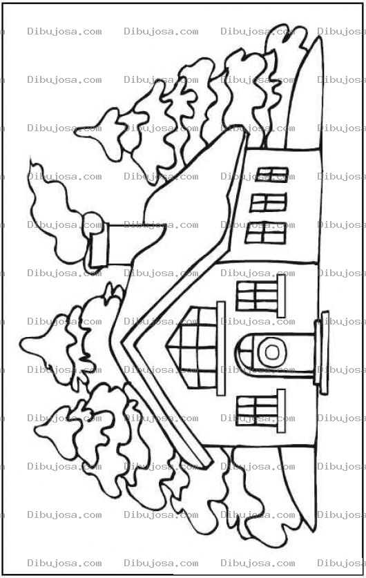 Dibujo para colorear casa colorear