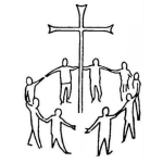 Dibujo para colorear Dibujo De Personas Al Rededor De La Cruz Para Pintar Y Colorear Gente Rodeando La Cruz