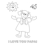 Dibujo para colorear Dibujo De Tarjeta De Nina Para Papa Para Imprimir Y Colorear I Love You Papa
