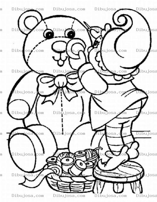Dibujo para colorear Duende De Santaclaus Fabricando Un Osito De Peluche Para Pintar Y Colorear