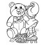 Dibujo para colorear Duende De Santaclaus Fabricando Un Osito De Peluche Para Pintar Y Colorear