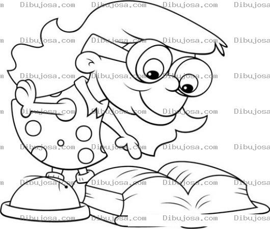 Dibujo para colorear Dibujo De Nina Leyendo Un Libro Para Pintar Y Colorear