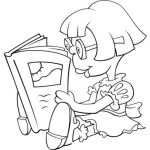 Dibujo para colorear Colorear Nina Leyendo Libro De Cuentos
