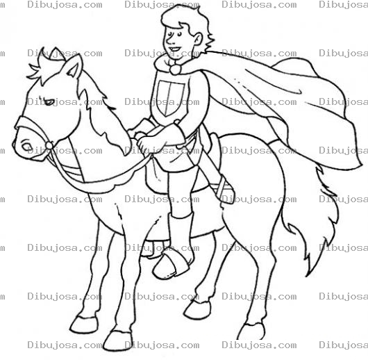 Dibujo para colorear Colorear Pincipe En Caballo Blanco