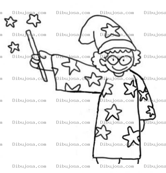 Dibujo para colorear Dibujo De Nino Mago Para Pintar Y Colorear Maguito Con Varita Magica