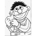Dibujo para colorear Dibujo De Ernie De Plaza Sesamo Con Un Patito Para Pintar Y Colorear