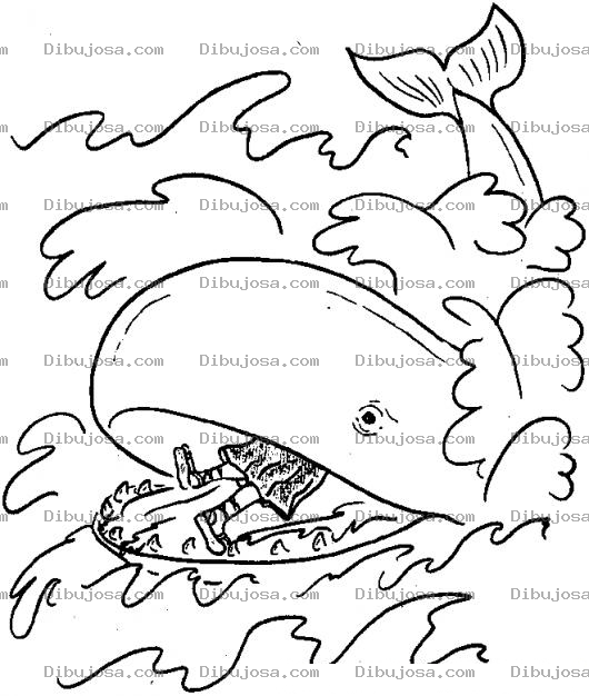 Dibujo para colorear Jonas Y El Gran Pez Para Pintar Y Colorear Ballena Tragandose A Jonas