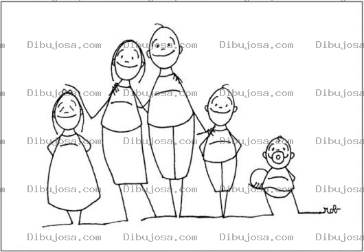 Dibujo para colorear Dibujo De Familia De 5 Integrantes Para Pintar Y Colorear Hija Mama Papa Hijo Y Bebe