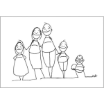 Dibujo para colorear Dibujo De Familia De 5 Integrantes Para Pintar Y Colorear Hija Mama Papa Hijo Y Bebe