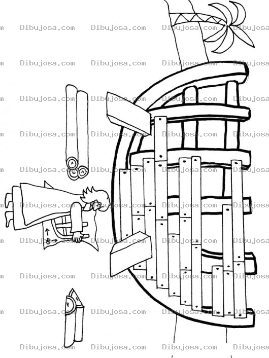 Dibujo para colorear Dibujo De Noe Construyendo El Arca Para Pintar Y Colorear Dibujosbiblicos