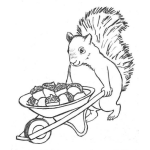 Dibujo para colorear Dibujo De Ardilla Con Carreta Para Pintar Y Colorear