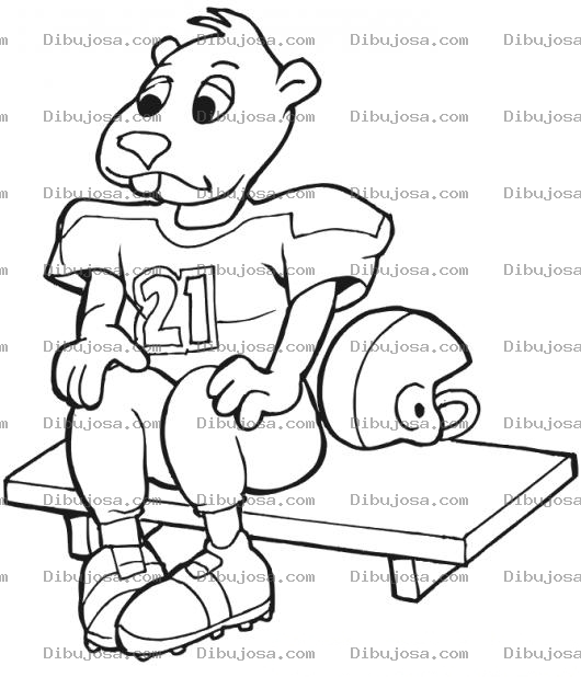 Dibujo para colorear Dibujo De Ardilla Jugadora De Futbol Americano Sentada En Banca Para Pintar Y Colorear