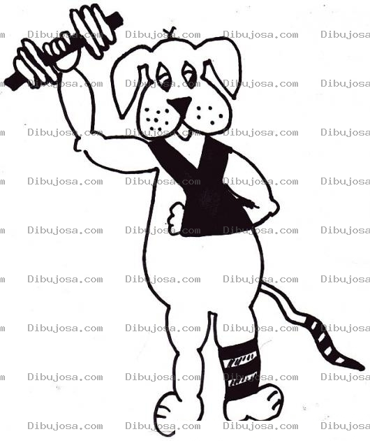 Dibujo para colorear Dibujo De Perrito Lesionado Pero Ejercitandose Con Una Mancuerna Para Pintar Y Colorear