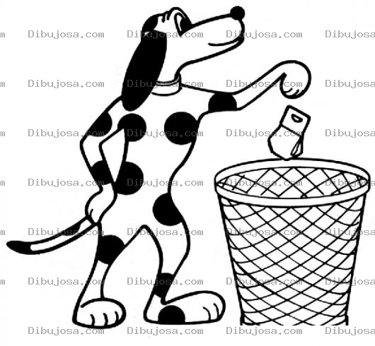 Dibujo para colorear Dibujo De Perro Tirando La Basura En El Basurero Para Pintar Y Colorear