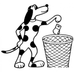 Dibujo para colorear Dibujo De Perro Tirando La Basura En El Basurero Para Pintar Y Colorear
