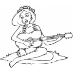 Dibujo para colorear Dibujo De Mujer Con Guitarra Para Pintar Y Colorear