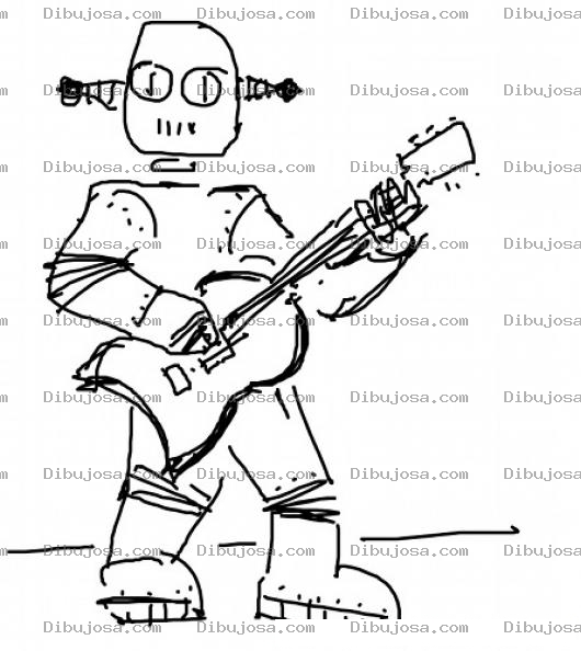 Dibujo para colorear Robot Con Guitarra Para Pintar Y Colorear Robot Guitarrista