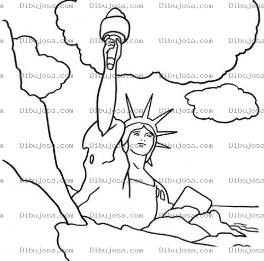 Dibujo para colorear Dibujo De La Estatua De La Libertad Para Pintar Y Colorear Aniversario De La Estatua