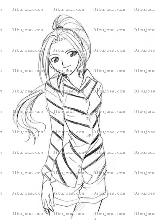 Dibujo para colorear Dibujo De Chica Con Blusa De Rayas Para Pintar Y Colorear