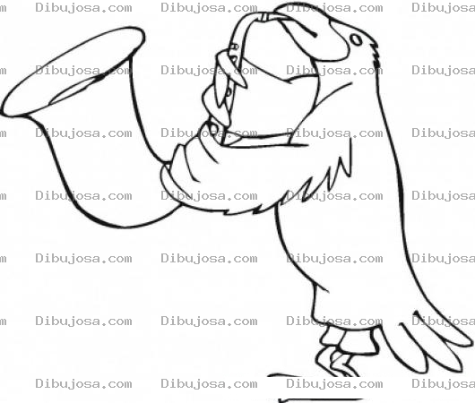Dibujo para colorear Dibujo De Pajaro Tocando La Trompeta Para Pintar Y Colorear