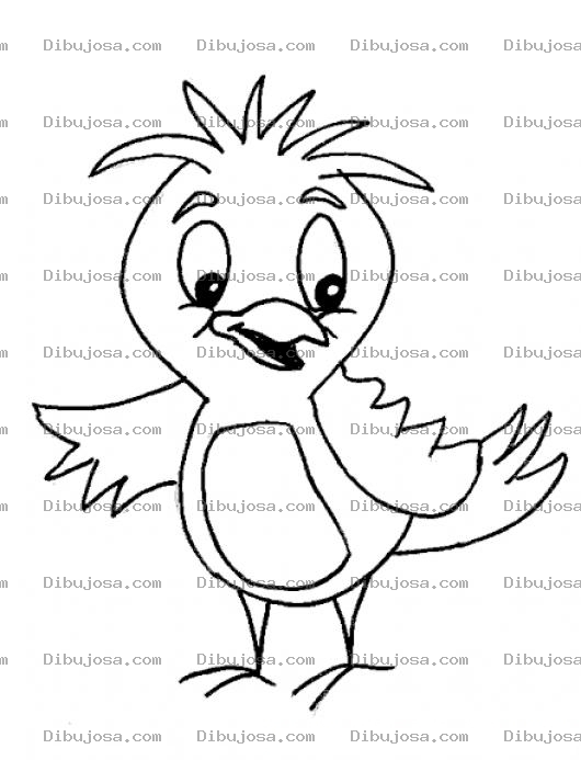 Dibujo para colorear Dibujo De Pajarito Despeinado Para Pintar Y Colorear