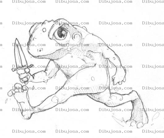 Dibujo para colorear Dibujo De Sapo Con Cuchillo Para Pintar Y Colorear