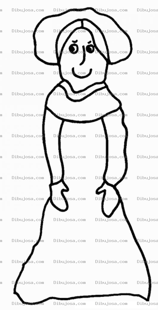 Dibujo para colorear Dibujo De Senora Con Vestido Antiguo Para Pintar Y Colorear