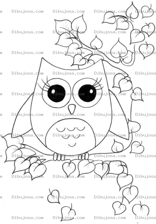 Dibujo para colorear Dibujo De Tecolota En Un Arbol Para Pintar Y Colorear