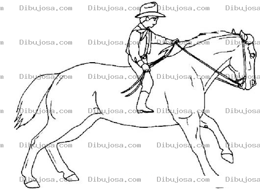 Dibujo para colorear joven montado en un caballo para colorear