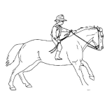 Dibujo para colorear joven montado en un caballo para colorear