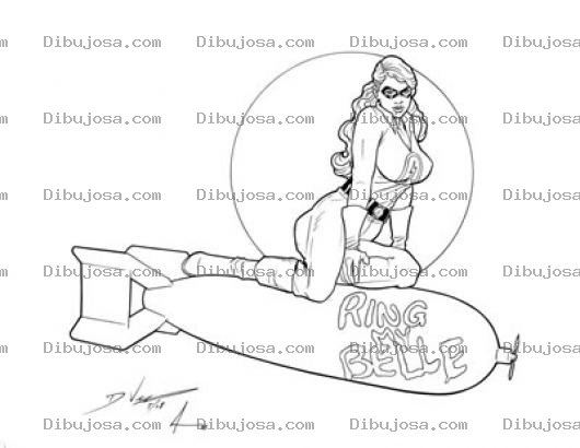 Dibujo para colorear Dibujo De Chica Sobre Torpedo Para Pintar Y Colorear