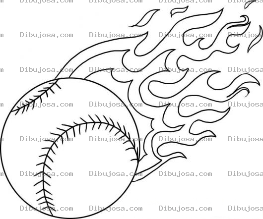 Dibujo para colorear Dibujo De Peolota De Beisbol En Llamas Para Pintar Y Colorear Pelota De Baseball Con Fuego
