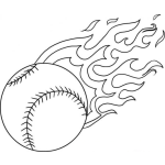 Dibujo para colorear Dibujo De Peolota De Beisbol En Llamas Para Pintar Y Colorear Pelota De Baseball Con Fuego
