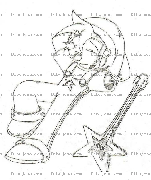 Dibujo para colorear Dibujo De Nino Estrella De Rock Con Su Guitarra De Estrellita Para Pintar Y Colorear