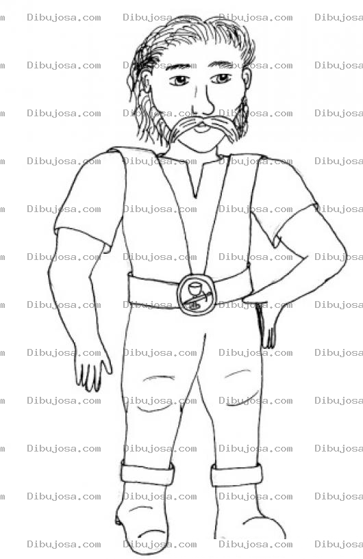 Dibujo para colorear Dibujo De Hombre Peludo Y Bigotudo Con Chaleco Y Botas Para Pintar Y Colorear
