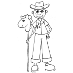 Dibujo para colorear Dibujo De Nino Vaquerito Con Su Caballo De Palo Para Pintar Y Colorear
