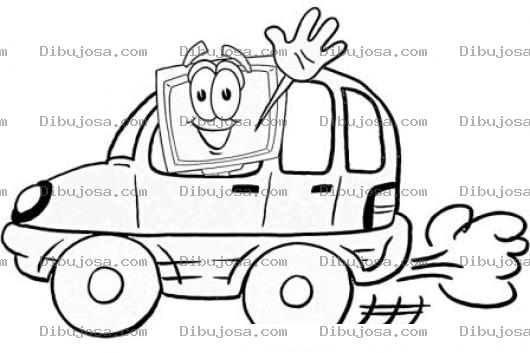Dibujo para colorear Dibujo De Carro Manejado Por Computadora Para Pintar Y Colorear Una Computadora Manejando Un Vehiculo