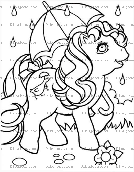 Dibujo para colorear caballo con sombrilla para dibujar