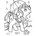 Dibujo para colorear caballo con sombrilla para dibujar