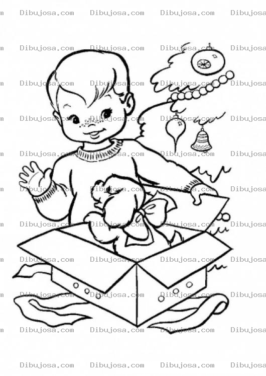 Dibujo para colorear Dibujo De Nino Recibiendo Un Perrito De Regalo De Navidad Para Pintar Y Colorear