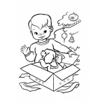 Dibujo para colorear Dibujo De Nino Recibiendo Un Perrito De Regalo De Navidad Para Pintar Y Colorear