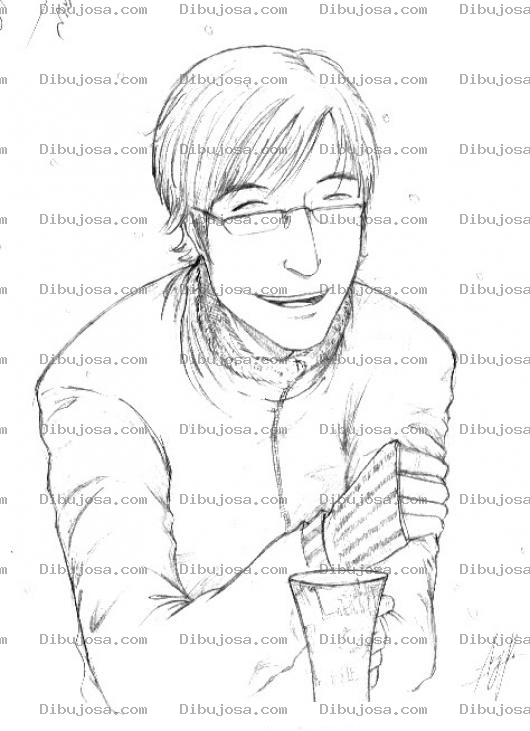 Dibujo para colorear Dibujo De Chico Timido Con Una Vaso De Agua Para Pintar Y Colorear