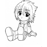 Dibujo para colorear Dibujo De Nina Sentada En El Suelo Para Pintar Y Colorear