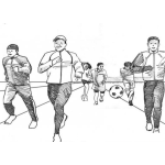 Dibujo para colorear Dibujo De Muchachos Jovenes Trotando Calentando Y Haciendo Deporte En Una Pista Para Pintar Y Colorear