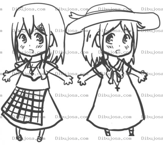 Dibujo para colorear Dibujo De 2 Gemelitas Para Pintar Y Colorear